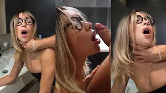 Cheating With Blonde MILF Stepmom In Bathroom While GF In The Next Room