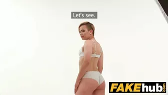 Fake Agent Short haired tattoo babe banged hard in the office