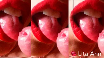 She lets me Cum in her mouth (Red Lips)