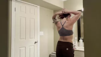 Hottest girl ever working in the trades, undressing for shower after a long day at work CARHARTTS