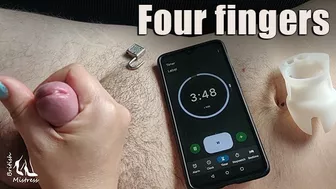 Four fingers, four minutes for cuck to cum