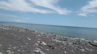 2nd part: Alone at the beach with transparent slip. Two strangers next to me