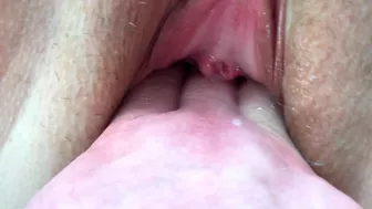 Kiss Her Clit and Rub it with Dick. Pussy Fuck and Cum Inside. Fisting Creamy Pussy. Female Orgasm.