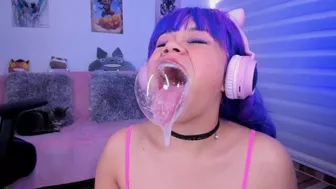 Lila Jordan blows big bubbles