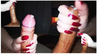 4K Long Red Nails Milking Huge Thick Cock (POV)