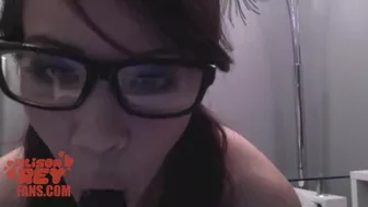 Nerdy Bookworm in glasses takes a study break to fuck her pussy