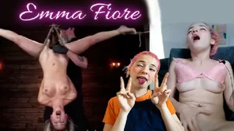 Cute petite reacts to BDSM video and reaches orgasm