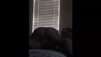 Ebony BBW riding dick on a squeaky bed.