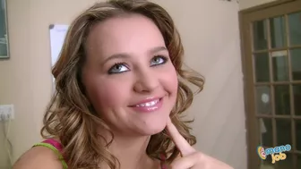 CUTE BLONDE AMATEUR TEENAGER from Russia edges & teases BIG DICK DUDE for mighty facial load blow!
