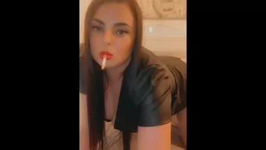 Smoking in a leather dress with red lipstick - full video on my ...