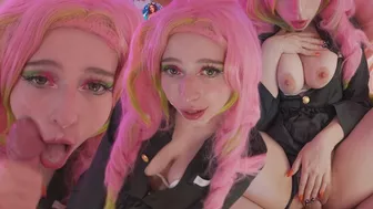 Demon Slayer Mitsuri Kanroji enjoy cock in her holes and get huge facial