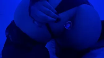 your little whore masturbates with her anal and vaginal dildo