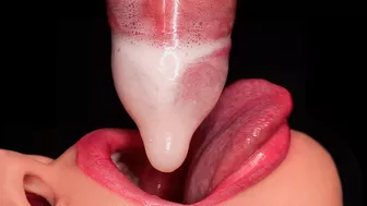 CLOSE UP: HORNY Mouth MILKING All CUM into CONDOM and BROKE IT! BEST Milking BLOWJOB ASMR 4K
