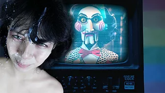 Multiple HUGE CUMSHOT in her mouth! | SAW PORN PARODY