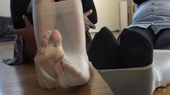 Nylon Socks Destruction - Ripped To Shreds With Our Toe Nails