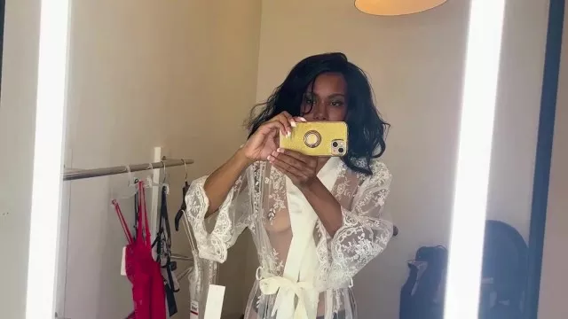 See Through Transparent Robe Try On Haul in Fitting Room  Online  