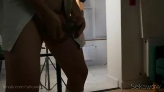She's wearing pantyhose watching her porn on the screen and I'm fucking her