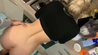 Surprise fuck in the kitchen and cum in mouth for breakfast !!!