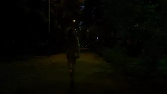 Mystery naked woman on the street at night