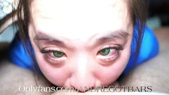 CLOSEUP deepthroat with Green Eyed Crying nurse