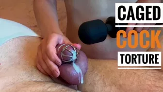 CAGED SLAVE GETS RUINED ORGASM IN CHASTITY