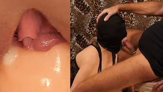Female Slave Training Day 16/28 - threesome training with dildo, cock sucking and cum in mouth