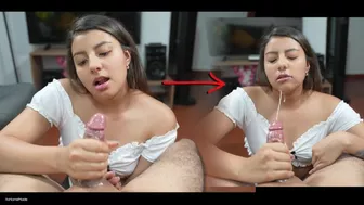 My stepsister gives me the best handjob of my life and makes me ejaculate for the first time!