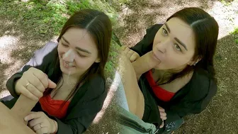 Beautiful Babe Gives Quick Blowjob in The Woods - MarLyn Chenel