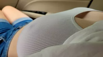 Teasing and Playing with Big Tits Babe in the Car