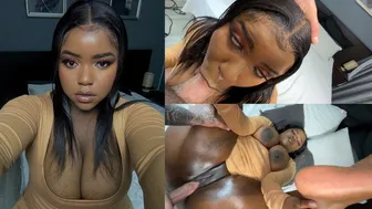 Thick black girl squirts in missionary and ends up with a messy creampie