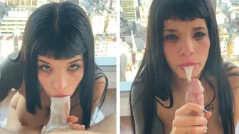 Sucking your Big Milky Cock! Cute Petite Teen with Big Tits loves Sucking it with lots of Milk!