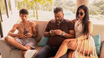 Shameless stepmother fucks her stepson while her husband goes out to take a call