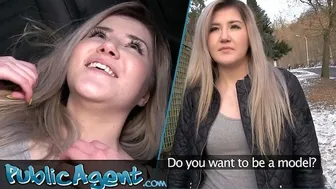 Public Agent - painfully cute blonde teen gets creamy horny having sex outdoors