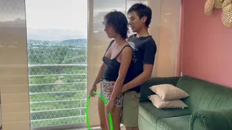 I help my stepsister with her aerobics classes and end up her really rich and hard.