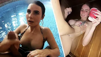 Hot Steamy Sauna Blowjob: Pool Sex Adventure with Party Girls