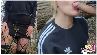 OUTDOOR SEX with a STRANGER in the FOREST was hot! BJ and miniskirt up!