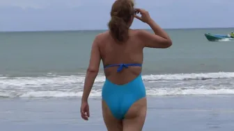 On the beach I couldn't resist any longer and fucked my stepson, he cums inside