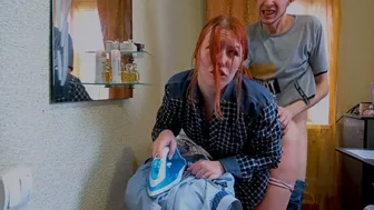 Fucked hard with a creampie for a badly ironed shirt