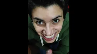 Quickie! Blowjob, open mouth mouthful, cumplay and swallow!