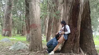 Beautiful college girl with big ass and busty tits fucks with a perverted old man in the jungle