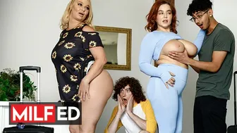 MILFED - Stunning MILFs London River And Natasha Nice Swap Stepson's Cock And Get Wrecked