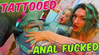 Tattoo Threesome Gone Wild Heavily Inked Artist Pounds Friend's Ass Mid Ink & Cums on Fresh Tattoo