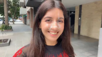She Loves to Walk with Sperm on Public So Much that She Asks to Cum on Her Face on First Date