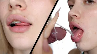 Hot Russian Blonde Gives Perfect Sloppy Close-Up Blowjob and Swallows Every Drop
