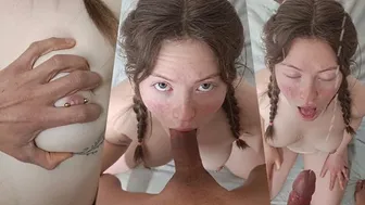 Braided Teen Girl Sucks her Daddy - POV Blowjob, Perfect Tits, Blue Eyes - TRIBAL PRINCESS