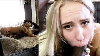 Backstage Cute blonde in interracial hard sex