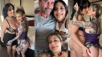 Full body tattooed Babe and Busty Brunette in WILD threesome - Joanna Angel x Sarah Arabic x Manuel Ferrara