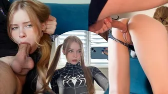 Venom Girl's incredibly Teen Tight Pussy gets Fucked by Big Cock and filled with Сum