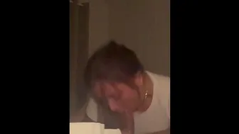 Stepmom gives amazing deepthroat blowjob!