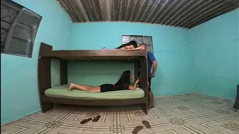 Caught in the act in the bunk bed, girlfriend upstairs, friend downstairs, boyfriend in the middle of adultery